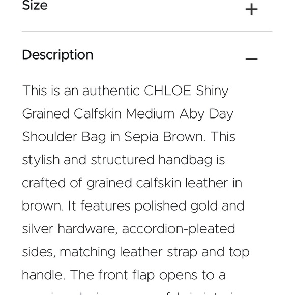 authenticCHLOEShiny
Grained Calfskin Medium Aby Day Shoulder Bag in Sepia Brown. - Picture 13 of 14